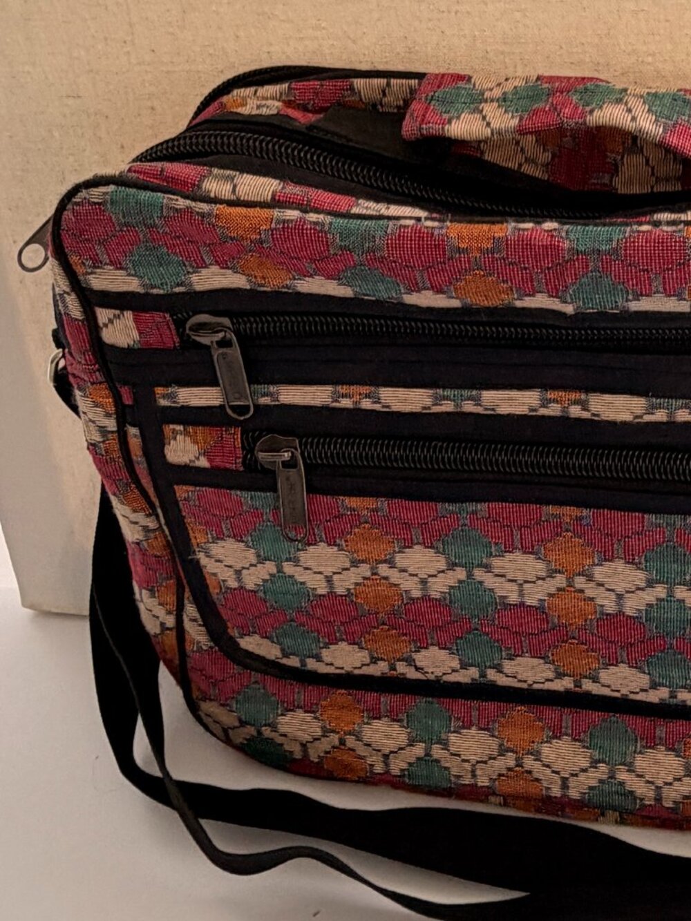 Nepalese Dhaka Manufactured Multi-Colored Cloth Briefcase Laptop Bag - Picture 3 of 7